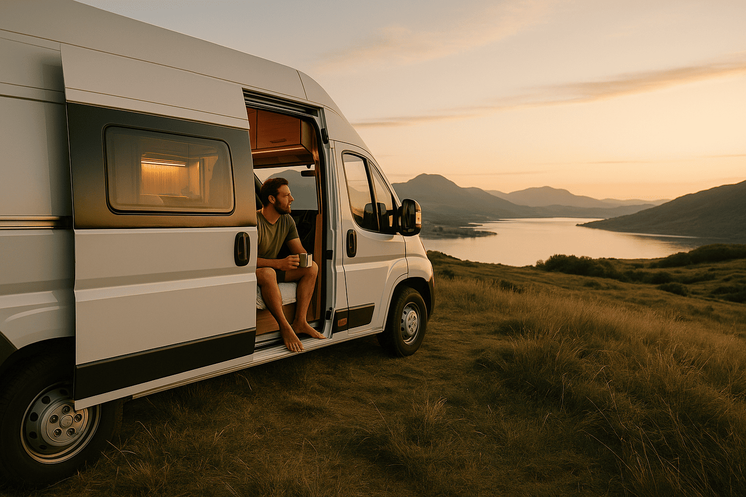 Toldo extendido de una autocaravana dando sombra